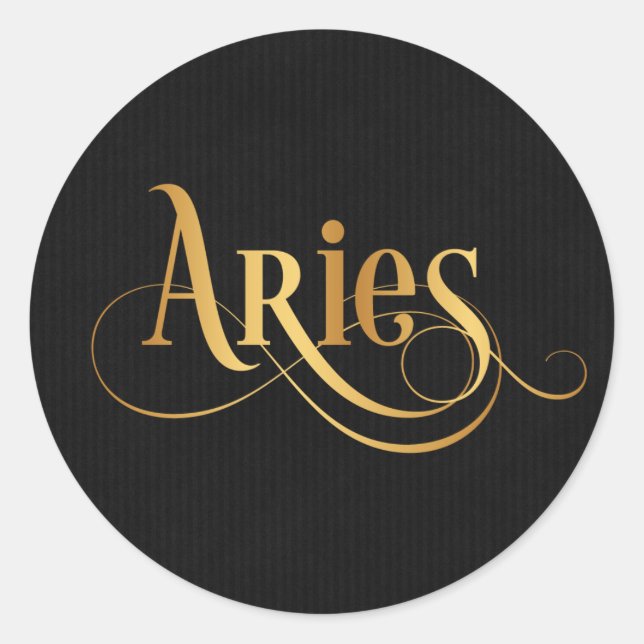 Sticker Rond Panneau tourbillonnant Zodiac Gold sur Noir (Devant)