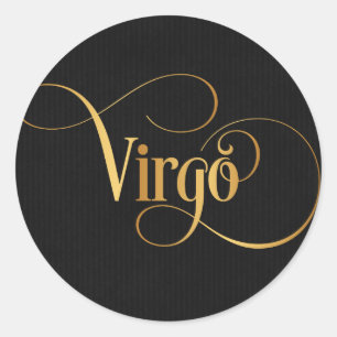 Sticker Rond Panneau tourbillonnant Zodiac Virgo Gold sur Noir