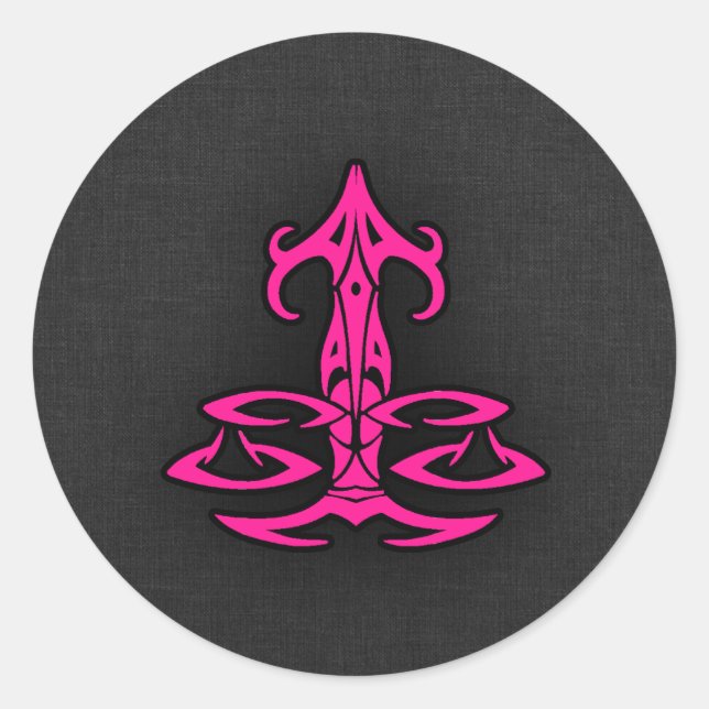 Sticker Rond Panneau Zodiac à balance rose chaud (Devant)