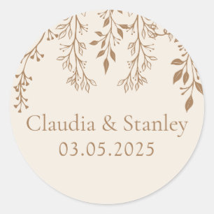Sticker Rond Panser les fleurs Feuillage Chaud Romantique Boho 