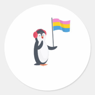 Sticker Rond Pansexual Penguin Pan Prith Mois LGBT