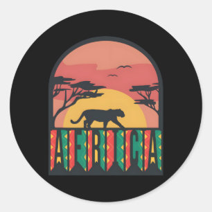 Sticker Rond Panther Afrique Safari Serengeti Aventure Big Five