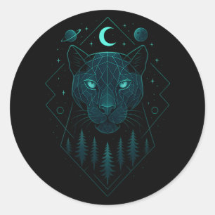 Sticker Rond Panthère Astrale - Prédateur Cosmique Sombre