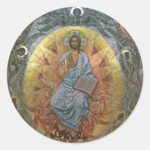 Sticker Rond Pantocrateur Jésus Christ Seigneur de toute icône 
