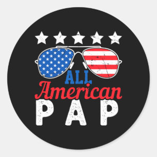 Sticker Rond Pap Américain Rétro 4 Juillet Patriotique Grand-pè
