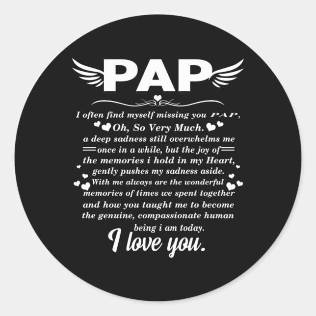 Sticker Rond Pap Dans La Mémoire Du Ciel Mon Papa Papa Papi (Devant)