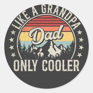 Sticker Rond Papa aime grand-père seulement Glacière Retro