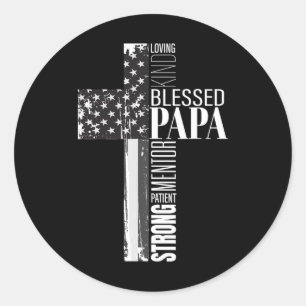 Sticker Rond Papa American Flag Christian Religion Fête des pèr
