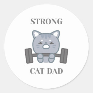 Sticker Rond Papa Chat Fort