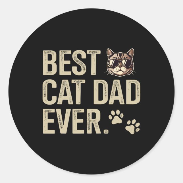 Sticker Rond Papa Chat Jamais Pour Fête des pères Anniversaire  (Devant)