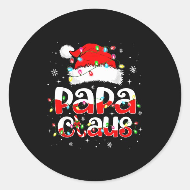 Sticker Rond Papa Claus Funny Christmas Lights Pajama Family Ma (Devant)