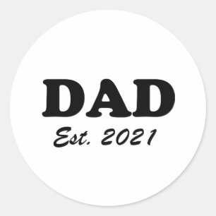 Sticker Rond Papa date établie personnalisée moderne personnali