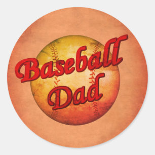 Sticker Rond Papa de baseball