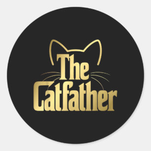 Sticker Rond Papa de chat amateur d'animaux drôles Le gouvernem