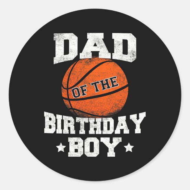 Sticker Rond Papa De L'Anniversaire Garçon Basketball Père Dadd (Devant)