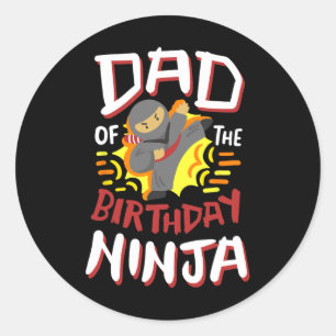 Sticker Rond Papa De L'Anniversaire Ninja Karate Kids Anniversa