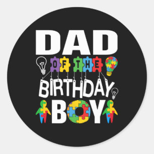 Sticker Rond Papa De L'Autisme De Garçon Anniversaire