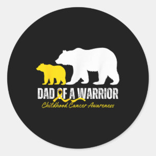 Sticker Rond Papa D'Un Guerrier Papa Ours Enfance Cancer Award