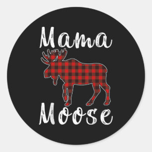 Sticker Rond Papa Élan Famille Noël Pyjama Rouge & Noir