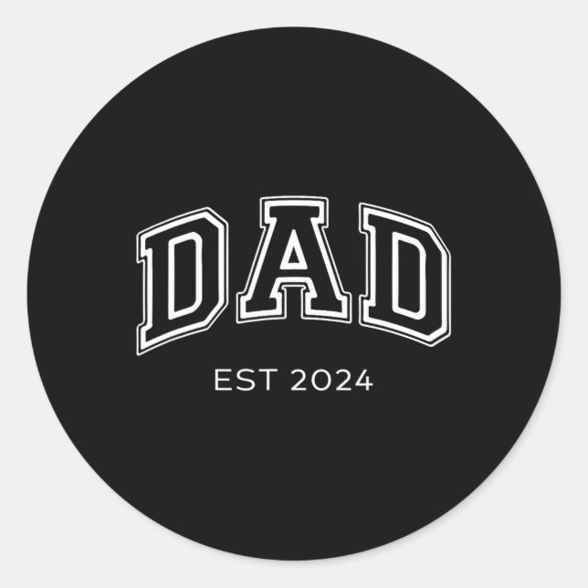 Sticker Rond Papa Est. 2024 Papa attend Ba (Devant)