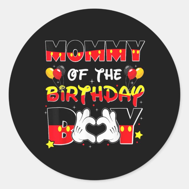 Sticker Rond Papa Et Maman Maman Maman De L'Anniversaire Garçon (Devant)