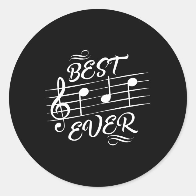 Sticker Rond Papa Ever Notes musicales Fête des pères musicienn (Devant)