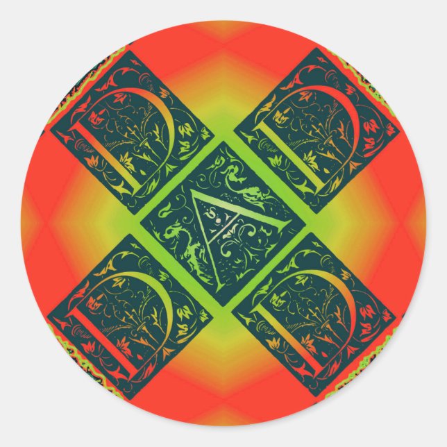 Sticker Rond Papa Fancy Typographie Motif noir & orange (Devant)