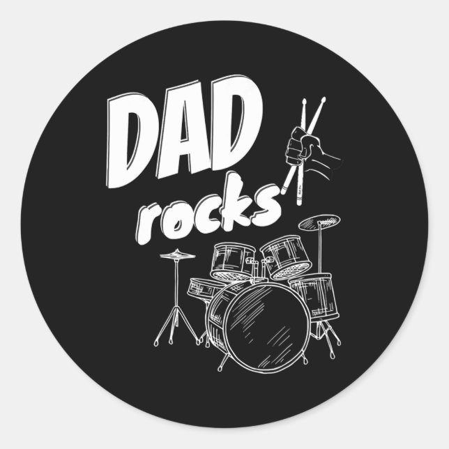 Sticker Rond Papa Fête des pères Kit tambour Musique (Devant)
