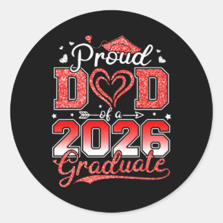 Sticker Rond Papa fier d'un senior 2026 Cl de 2026 diplômé Gra