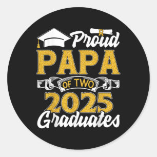 Sticker Rond Papa Fière De Deux 2025 Diplômés Twins Graduation