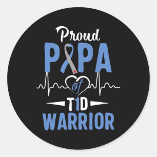 Sticker Rond Papa fière T1d Sensibilisation au diabète de type