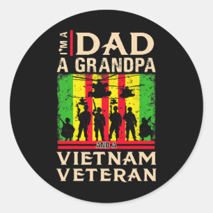 Sticker Rond Papa Grand-père Vietnam Vétérinaire Chemises ancie