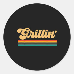 Sticker Rond Papa Grilling Barbecue Chef Cuisine