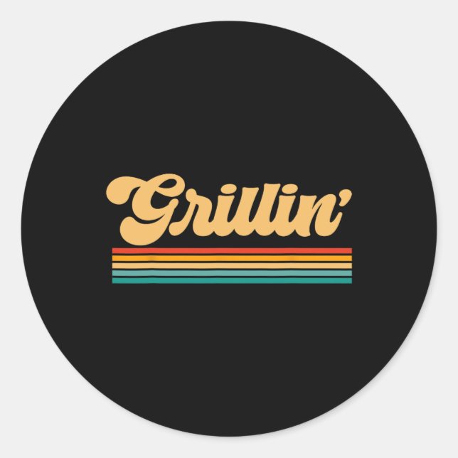 Sticker Rond Papa Grilling Barbecue Chef Cuisine (Devant)