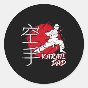 Sticker Rond Papa Karaté Police Japonaise Fonte Dojo de Karaté