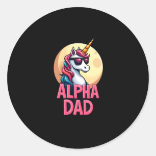 Sticker Rond Papa licorne drôle Laufey hommes Fête des pères No