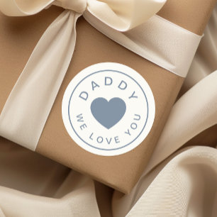 Sticker Rond Papa Nous Vous Aimons Dusty Blue Heart