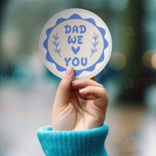 Sticker Rond Papa, on t'aime Cadeau mignon pour la fête des pè