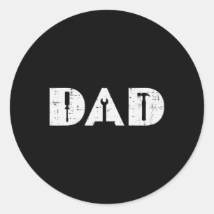 Sticker Rond Papa Outils Pratiques Drôle Fête Des Pères Mécanic