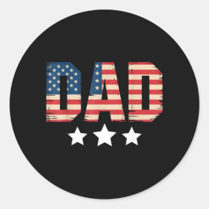 Sticker Rond Papa patriotique Usa Fête des pères Drapeau améric