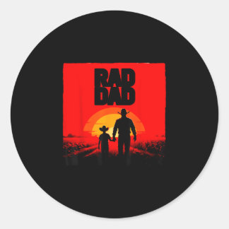 Sticker Rond Papa radical père et fils agriculteur western couc