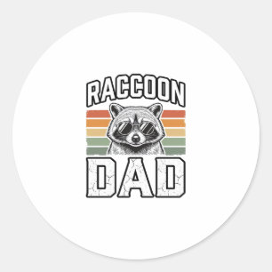 Sticker Rond Papa Raton Laveur Gravure Vintage Dessin Vectoriel