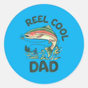 Sticker Rond Papa Super Nouveau Papa Vie Pêcheur Fête des Pères