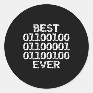 Sticker Rond Papa toujours en code binaire Ingénieur logiciel P