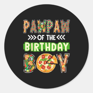 Sticker Rond Papapapa de l'enfant garçon amateur de pizza d'ann