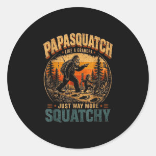 Sticker Rond Papasquatch comme un grand-père amusant amateur de