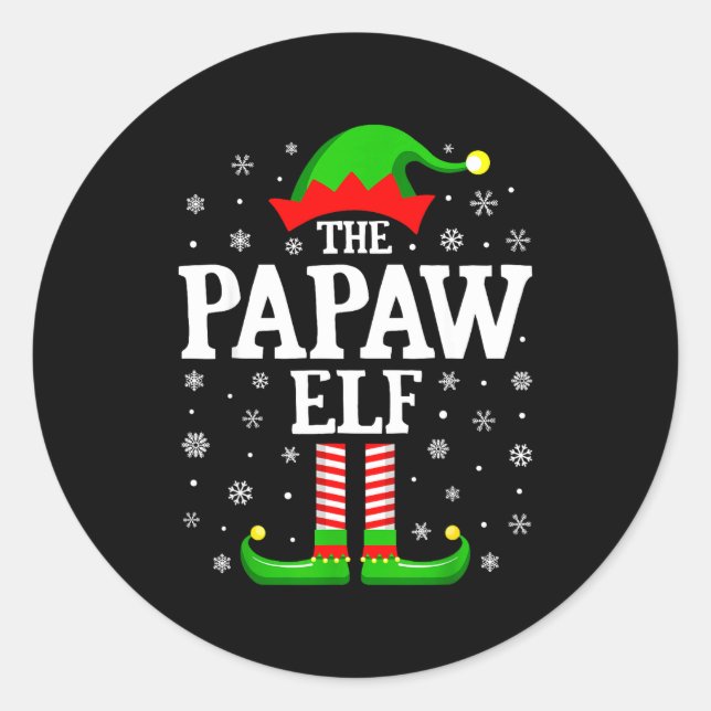 Sticker Rond Papaw Elf Funny Christmas Family Matching  (Devant)