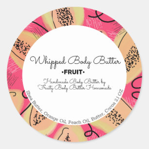 Sticker Rond Papaye Beurre Corporel Bain Marque Emballage