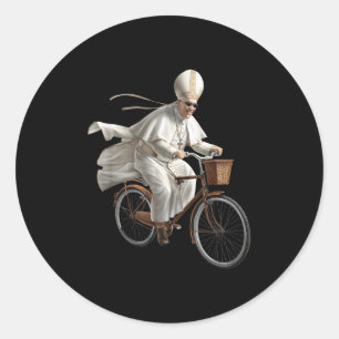 Sticker Rond Pape à vélo Bicyclette Église catholique Bible Écr