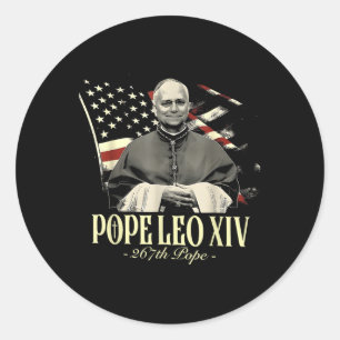 Sticker Rond Pape Leo Xiv Patriotique Usa catholique